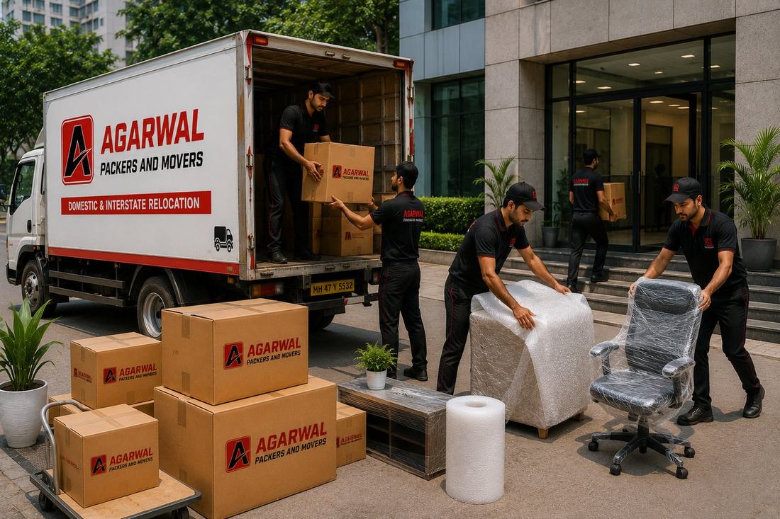 Domestic and interstate relocation truck being loaded by Agarwal Packers and Movers